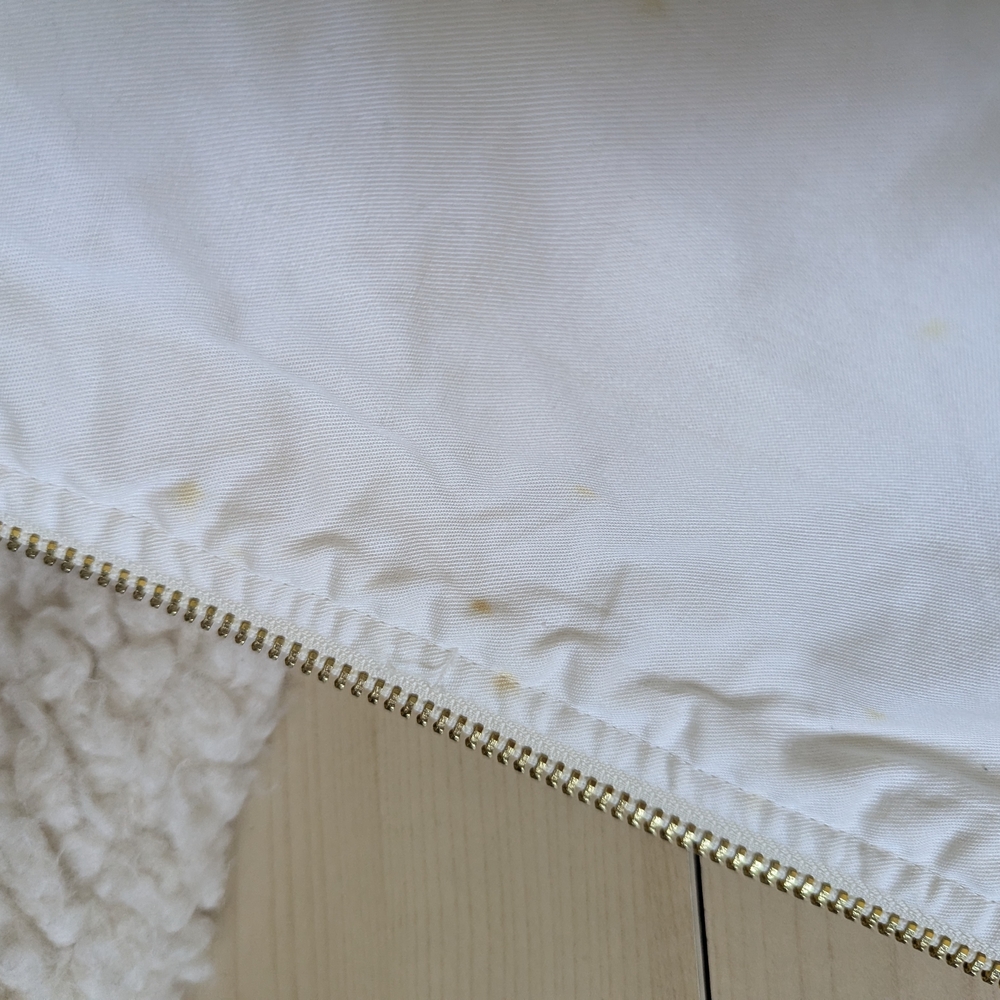 Juicy Couture Black label Medium Sherpa‎ White Bomber Jacket Gold Zipper - Picture 12 of 16